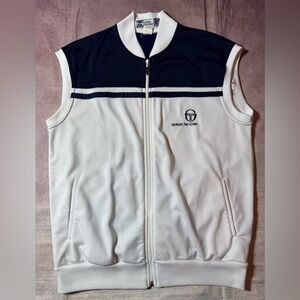 Vintage 80's Sergio Tacchini Youngish Line Track Vest Full Zip Sleeveless Medium